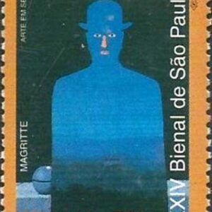 Selo postal do Brasil de 1998 Pintura de Magritte M