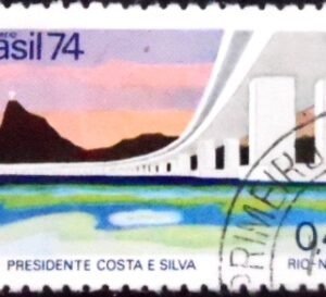 Selo postal do Brasil de 1974 Ponte Rio-Niterói MCC