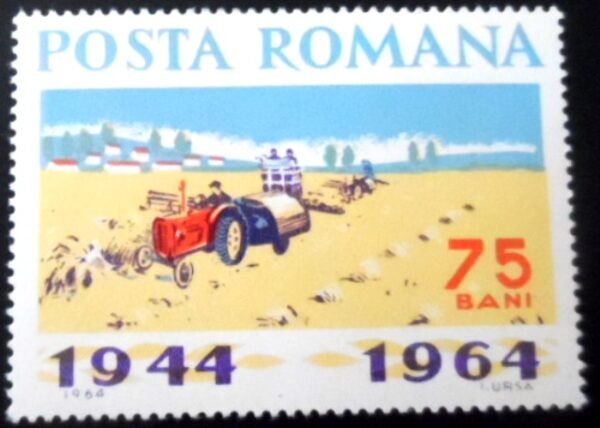 Selo postal da Romênia de 1964 Agricultural machines & vehicles M
