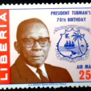 Selo postal da Libéria de 1965 President William Tubman 25 M