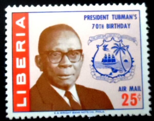 Selo postal da Libéria de 1965 President William Tubman 25 M