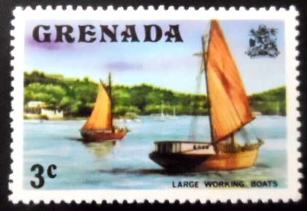 Selo postal de Granada de 1975 Large Working Boats M