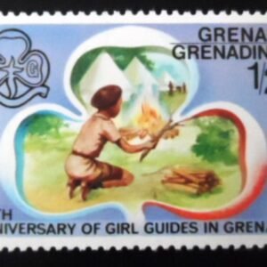 Selo postal de Grenada Grenadines de 1976 Making a camp fire M