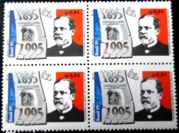 Quadra de selos postais do Brasil de 1995 Louis Pasteur M QD