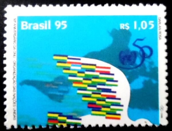 Selo postal do Brasil de1995 Aniversário da ONU M