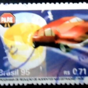 Selo postal do Brasil de 1995 Evitar o álcool U