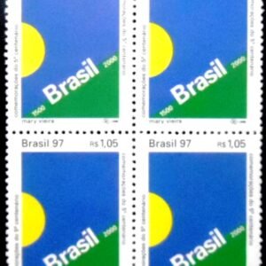 Quadra de selos postais do Brasil de 1997 5º Centenário Descobrimento M QD