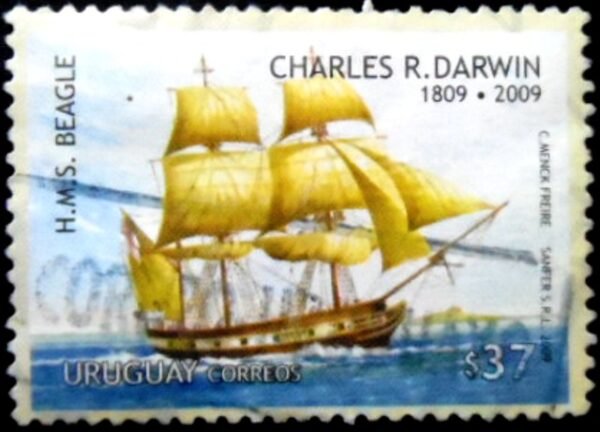 Selo postal do Uruguai de 2009 HMS Beagle U