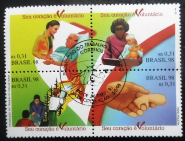 Se-tenant do Brasil de 1998 Trabalho Voluntário M1C SET