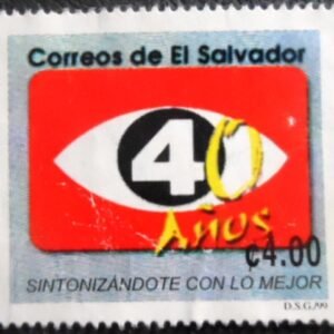 Selo postal de El Salvador de 1999 TV Channel Canal Cuatro U