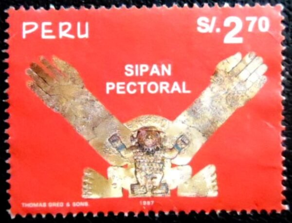 Selo postal do Peru de 1997 Lord of Sipan artifacts U