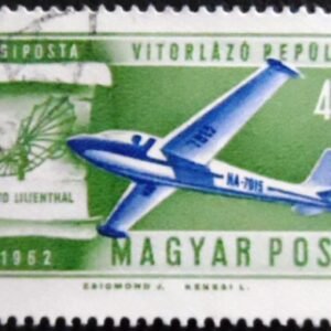 Selo postal da Hungria de 1962 Glider HA-7015 U