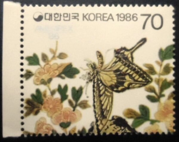 Selo postal da Coréia do Sul de 1986 Papilio cresphontes M