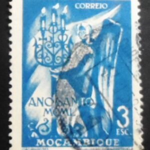 Selo postal de Moçambique de 1950 Angel 3 U