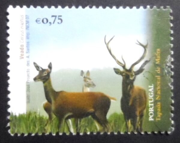 Selo postal de Portugal de 2007 Red Deer N