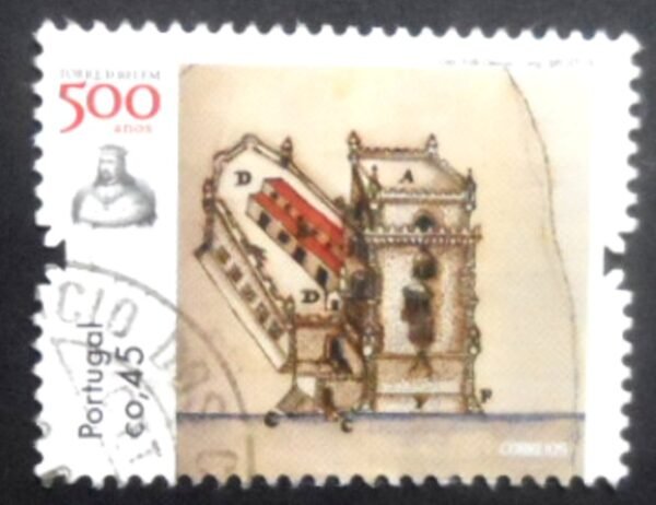 Selo postal de Portugal de 2015 Plan of the Tower from Codice da casa de Cadaval U