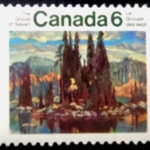 Selo postal do Canadá de 1970 Isles of Spruce by Arthur Lismer N