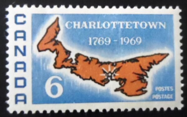 Selo postal do Canadá de 1969 Charlottetown as Capital of Prince Edward Is. N