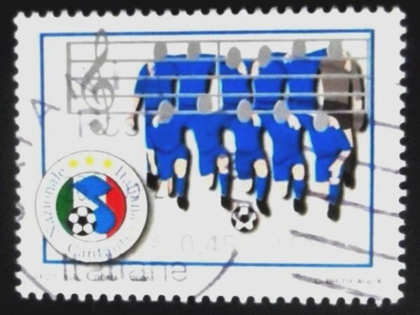 Selo postal da Itália de 2006 Stylized Soccer Players U