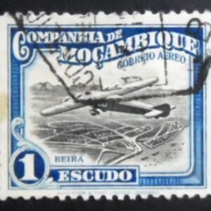 Selo postal da Companhia de Moçambique de 1935 Airplane over Beira 1 U