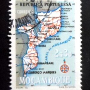 Selo postal de Moçambique de 1954 Map of Mocambique 20 U