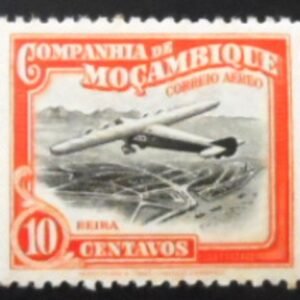 Selo postal da Companhia de Moçambique de 1935 Airplane over Beira 10 M