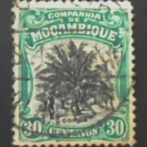 Selo postal da Companhia de Moçambique de 1925 Cocos nucifera 30 U