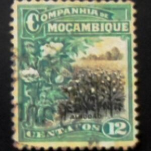 Selo postal da Companhia de Moçambique Cotton plantation 12 U