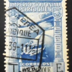 Selo postal de Moçambique de 1938 Airplane over Globe 1 E U