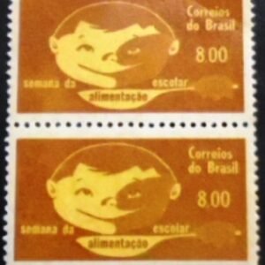 Par de selos postais do Brasil de 1964 Alimentação Escolar M PR