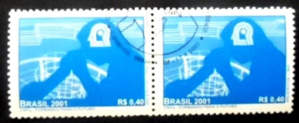 Par de selos do Brasil de 2001 CNPq MCC PR