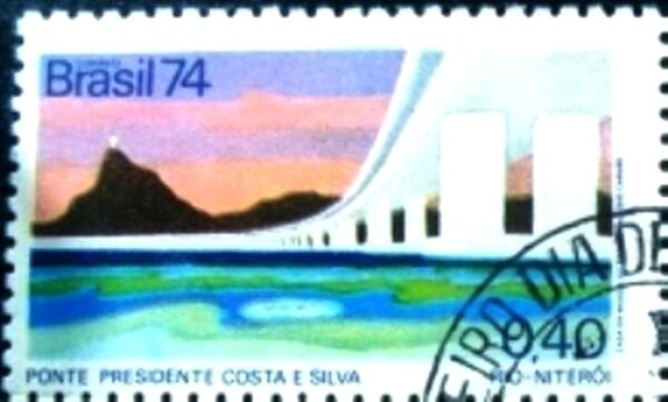 Selo postal do Brasil de 1974 Ponte Rio-Niterói MCC