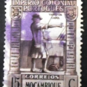 Selo postal de Moçambique de 1938 Vasco da Gama 15 U