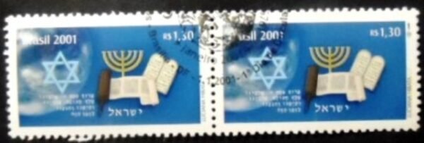 Par de selos postais do Brasil de 2001 Novo Milênio Judaico MCC PR