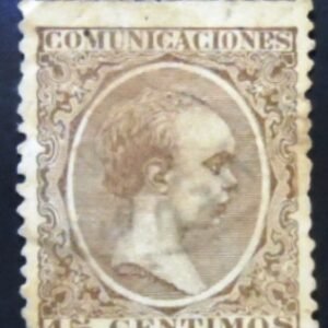 Selo postal da Espanha de 1889 King Alfonso XIII 15 U