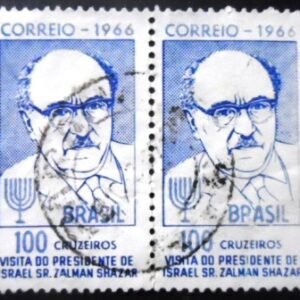Par de selos postais do Brasil de 1966 Zalman Shazar U