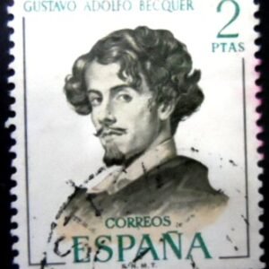 Selo postal da Espanha de 1970 Gustavo Adolfo Becquer U