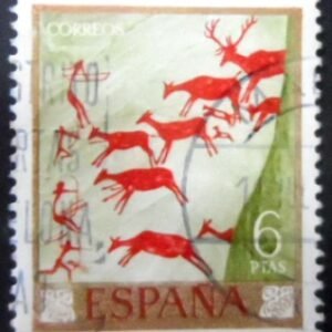 Selo postal da Espanha de 1967 Hunters And Deer Herd U
