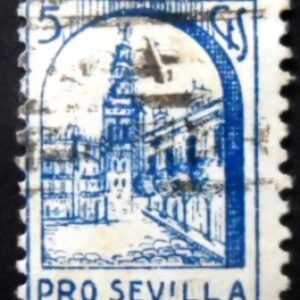 Selo postal da Espanha de 1936 Tower of the Giralda and Patio de los naranjos 5 U