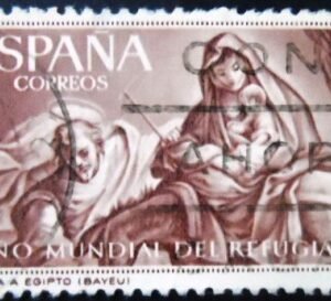 Selo postal da Espanha de 1961 World Refugee Year 5 U