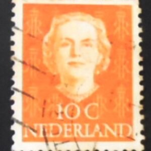 Selo postal da Holanda de 1949 Queen Juliana 10 U