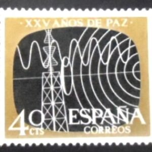 Selo postal da Espanha de 1964 TV Screen and Symbols N