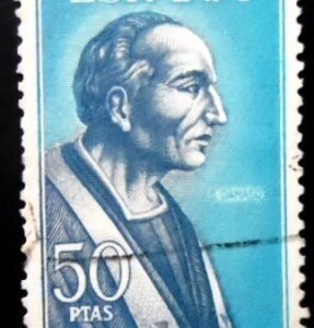 Selo postal da Espanha de 1966 Pope Damasus I U