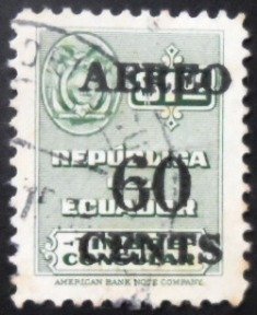 Selo postal do Equador de 1952 Surcharged AEREO 60 U