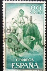 Selo postal da Espanha de 1960 Pass with Muleta 80 U
