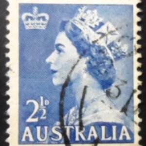 Selo postal da Austrália de 1954 Queen Elizabeth II 2½ U