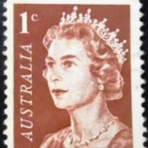 Selo postal da Austrália de 1966 Queen Elizabeth II 1c U