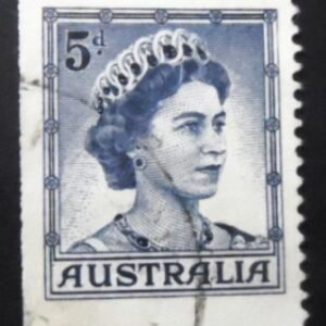 Selo postal da Austrália de 1960 Queen Elizabeth II 5 Type B U