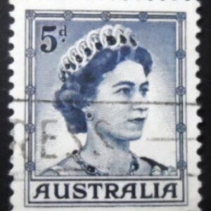 Selo postal da Austrália de 1959 Queen Elizabeth II 5 Type A U