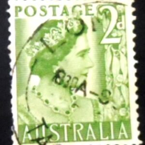 Selo postal da Austrália de 1951 Queen Elizabeth 2 U